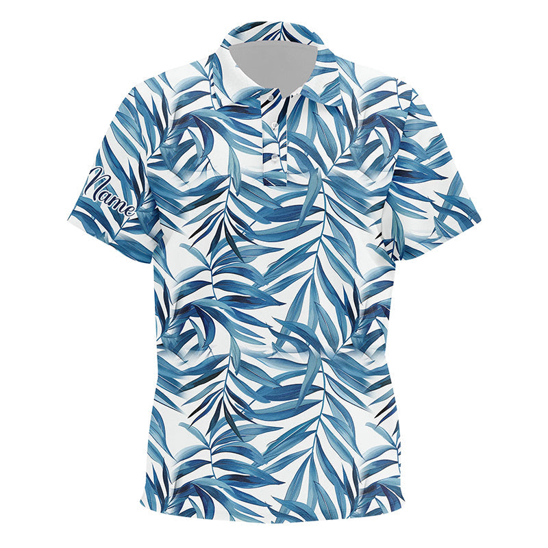 Blue tropical pattern Kid golf polos shirt custom golf wear for Kid, golf team polo shirts NQS7638