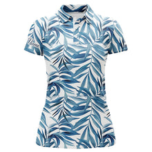 Load image into Gallery viewer, Blue tropical pattern Women golf polo shirts custom golf wear for ladies, golf team polo shirts NQS7638