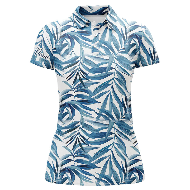 Blue tropical pattern Women golf polo shirts custom golf wear for ladies, golf team polo shirts NQS7638