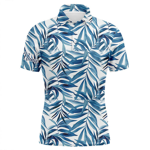 Blue tropical pattern Mens golf polo shirts custom golf wear for mens, golf team polo shirts NQS7638