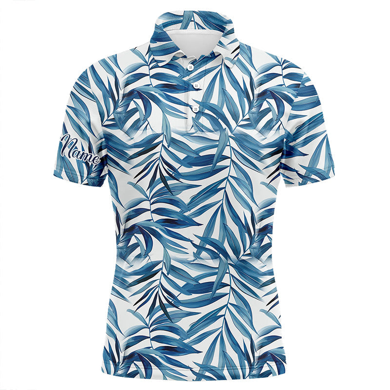 Blue tropical pattern Mens golf polo shirts custom golf wear for mens, golf team polo shirts NQS7638