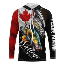 Load image into Gallery viewer, Walleye UV protection long sleeves fishing shirt Canada flag patriot Customize walleye fisherman gifts NQS7640