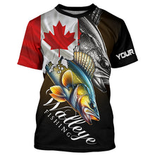 Load image into Gallery viewer, Walleye UV protection long sleeves fishing shirt Canada flag patriot Customize walleye fisherman gifts NQS7640