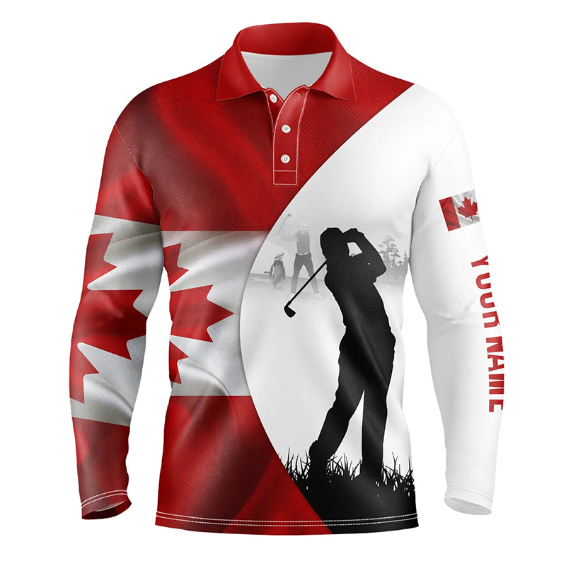 Mens golf polo shirts Canadian flag patriotic personalized Canada golf shirts for men, golf outfit men NQS5761