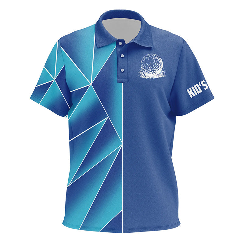 Blue triangle pattern Kid golf polo shirts custom team Kid's golf jerseys, golf tops for Kid NQS7852