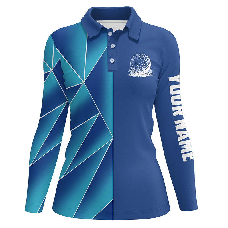 Blue triangle pattern Women golf polo shirts custom team ladies golf jerseys, golf tops for women NQS7852