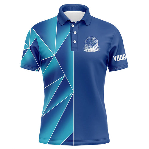 Blue triangle pattern Mens golf polo shirts custom team men's golf jerseys, golf tops for men NQS7852