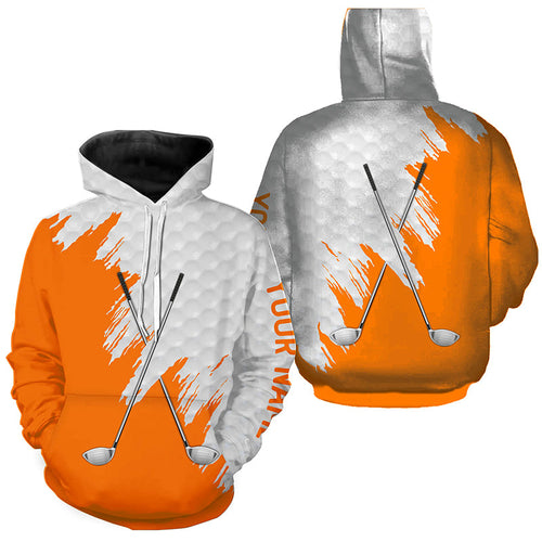 White golf ball pattern custom golf clubs Golf Hoodies, team hoodie golf tops | Orange NQS8497