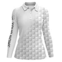 Load image into Gallery viewer, White and gray pattern custom name Womens golf polo shirts, golf apparel for ladies NQS8502