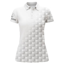 Load image into Gallery viewer, White and gray pattern custom name Womens golf polo shirts, golf apparel for ladies NQS8502