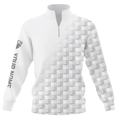 White and gray pattern custom name Quarter zip golf sweatshirt, golf sweater apparel for men women NQS8502