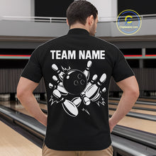 Load image into Gallery viewer, Black and White Plaid Bowling Polo, Quarter Zip shirts For Men Custom Bowling Team Uniform Jersey NQS10891