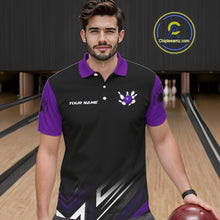 Load image into Gallery viewer, Personalized Bowling shirts for men custom Black and Purple Bowling team jerseys, gift for bowlers NQS11080