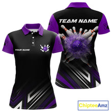 Load image into Gallery viewer, Personalized Bowling shirts for women custom Black and Purple Bowling team jerseys, gift for bowlers NQS11080