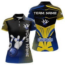 Load image into Gallery viewer, Yellow &amp; Blue pattern Bowling Polo, 1/4 Zip shirt For Women Custom Team Bowling Jersey,Gift For Bowler NQS9212