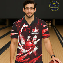 Load image into Gallery viewer, Red Thunder Lightning bowling ball and pins jersey Custom Team Bowling Hawaiian Shirt NQS11281