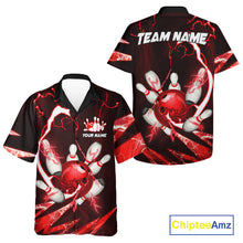 Load image into Gallery viewer, Red Thunder Lightning bowling ball and pins jersey Custom Team Bowling Hawaiian Shirt NQS11281