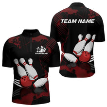 Load image into Gallery viewer, Black and Red bowling shirts for men Custom bowling team league jerseys, gift for bowlers NQS9402