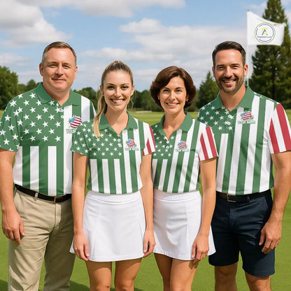 Women golf polo shirts custom Red, white and green American flag ladies golf tops, best golf gifts NQS11487