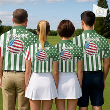 Load image into Gallery viewer, Women golf polo shirts custom Red, white and green American flag ladies golf tops, best golf gifts NQS11487