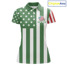 Load image into Gallery viewer, Women golf polo shirts custom Red, white and green American flag ladies golf tops, best golf gifts NQS11487