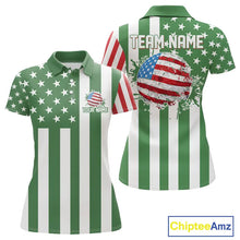 Load image into Gallery viewer, Women golf polo shirts custom Red, white and green American flag ladies golf tops, best golf gifts NQS11487
