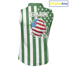 Load image into Gallery viewer, Women's Sleeveless golf polo shirts custom Red, white and green American flag Ladies Golf tops NQS11487