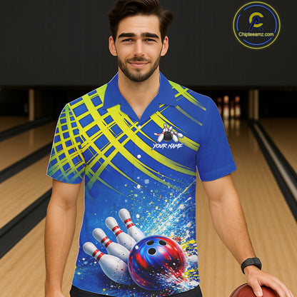 Personalized Blue And Green Hawaiian bowling shirts team league jerseys, bowling gifts for bowlers NQS11494
