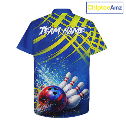 Personalized Blue And Green Hawaiian bowling shirts team league jerseys, bowling gifts for bowlers NQS11494