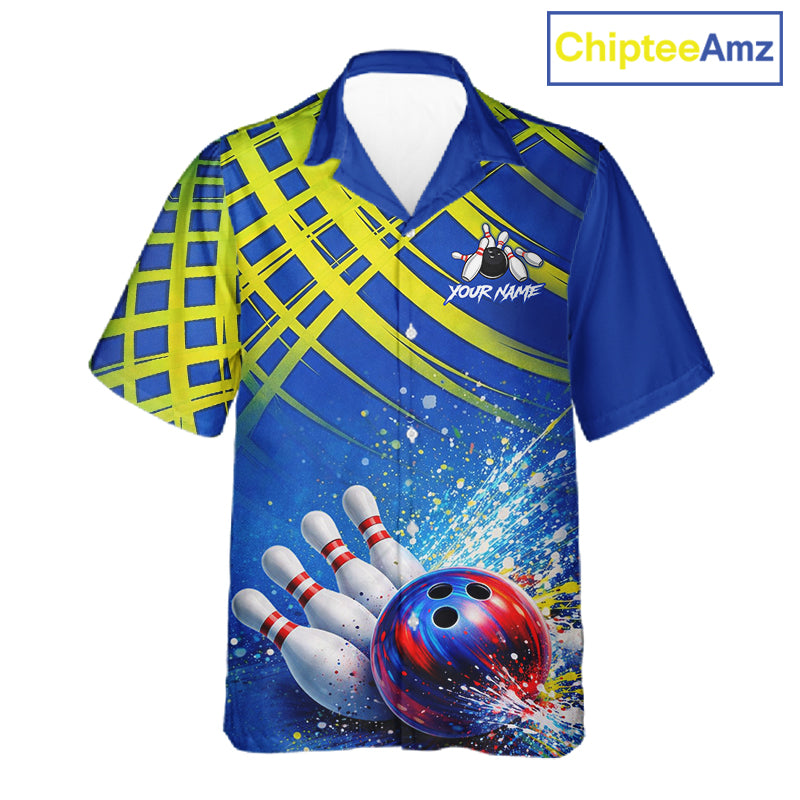 Personalized Blue And Green Hawaiian bowling shirts team league jerseys, bowling gifts for bowlers NQS11494
