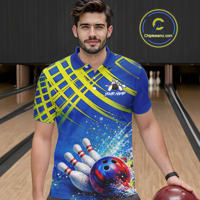 Personalized Blue And Green Bowling shirts for men bowling team league jerseys, bowling gifts for men NQS11494