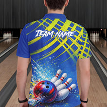 Load image into Gallery viewer, Personalized Blue And Green Bowling shirts for men bowling team league jerseys, bowling gifts for men NQS11494