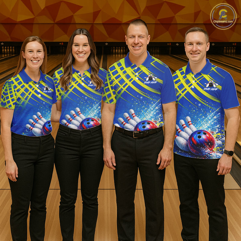 Personalized Blue And Green Bowling shirts for men bowling team league jerseys, bowling gifts for men NQS11494