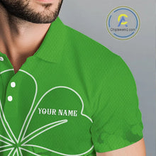 Load image into Gallery viewer, Green shamrock pattern St Patrick's Day Men's golf polo shirts custom mens golf tops, golfing gifts NQS11495