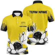 Load image into Gallery viewer, Retro bowling polo, quarter zip shirts for men Custom Team bowling Jerseys, bowl gifts | Yellow NQS7650