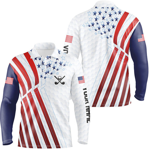 American flag Mens golf polo shirts custom Red, white and blue patriotic best mens golf wear NQS7651