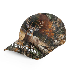 Deer camo hunting hunter hat custom name baseball hunting gifts for men, women NQS3487