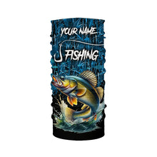 Load image into Gallery viewer, Walleye Fishing blue camo fishing Custom name UV protection long sleeves fishing shirts NQS5770