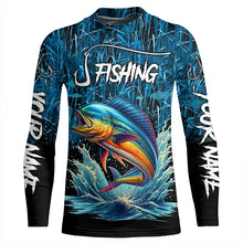 Load image into Gallery viewer, Mahi mahi Fishing blue camo Custom UV protection long sleeves fishing shirts NQS5771