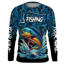 Load image into Gallery viewer, Mahi mahi Fishing blue camo Custom UV protection long sleeves fishing shirts NQS5771