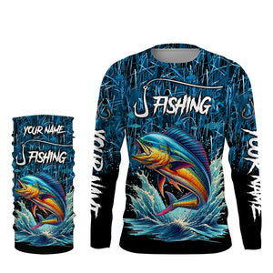 Mahi mahi Fishing blue camo Custom UV protection long sleeves fishing shirts NQS5771