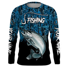 Load image into Gallery viewer, Chinook salmon Fishing blue camo Custom UV protection long sleeves fishing shirts NQS5772