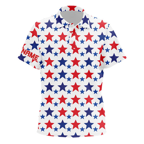 Red, white and blue stars pattern Kid golf polo shirts custom patriotic golf top for Kid, golf gifts NQS7856