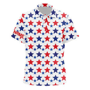 Red, white and blue stars pattern Kid golf polo shirts custom patriotic golf top for Kid, golf gifts NQS7856