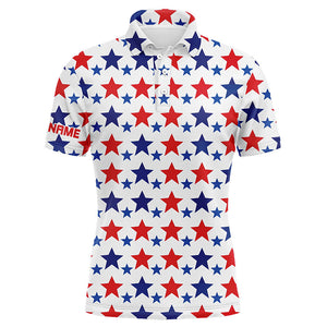 Red, white and blue stars pattern Mens golf polo shirts custom patriotic golf top for men, golf gifts NQS7856