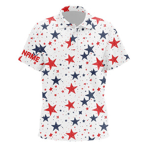 Kid golf polo shirts custom Red, white and blue stars pattern patriotic Kid golf clothes NQS7857