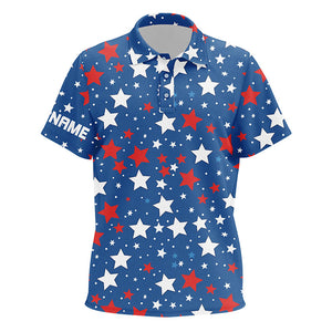 Kid golf polo shirts custom Red, white and blue stars pattern patriotic golf shirt Kids NQS7858