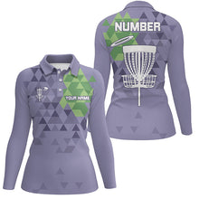 Load image into Gallery viewer, Purple camo Women disc golf polo shirts custom name and number disc golf basket jerseys NQS7863