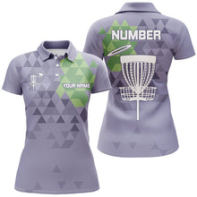 Load image into Gallery viewer, Purple camo Women disc golf polo shirts custom name and number disc golf basket jerseys NQS7863