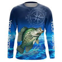 Load image into Gallery viewer, Personalized Crappie Blue Long Sleeve Performance Fishing Shirts, compass Crappie tournament Shirt NQS5983